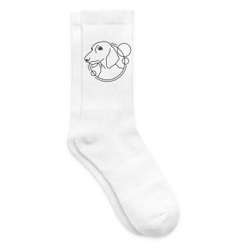 Dachshund in Geometric Shape - Line Art Design - Tennis socks - white - Right