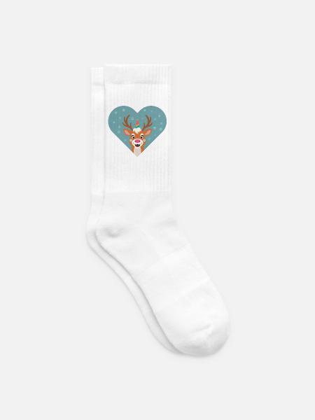 Einhornhirsch im Winterherz - Tennissocken - Weiß