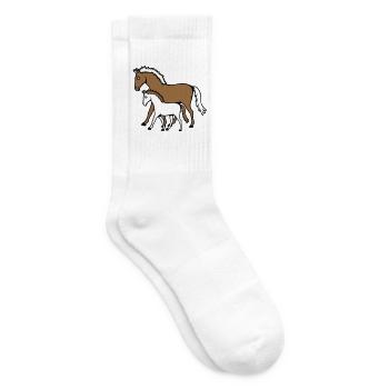 2 Mignon Chevaux Enfant Famille Maman Papa Maman Père - Chaussettes de tennis - blanc - Droite