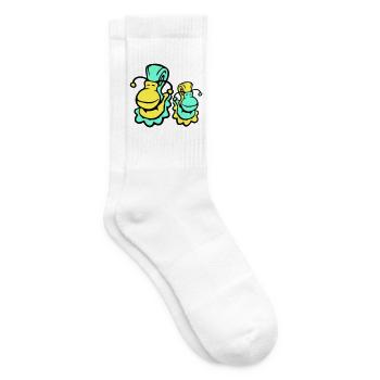 2 snail shell snails child dad mom family - Tennis socks - white - Right
