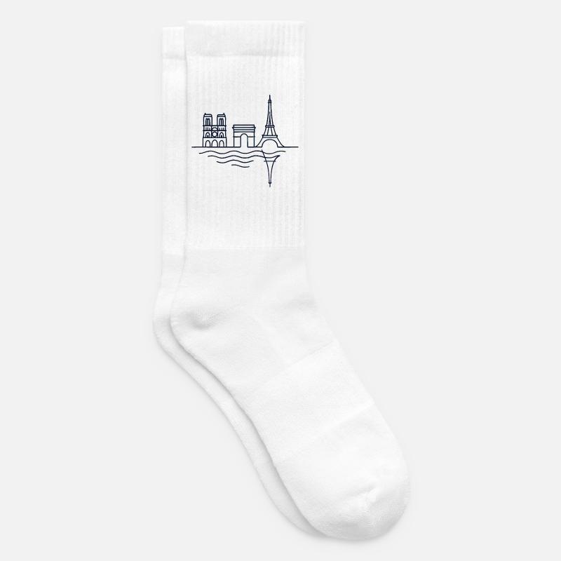 Lignes Parisiennes: Tour Eiffel et Arc de Triomphe - Chaussettes de tennis - blanc