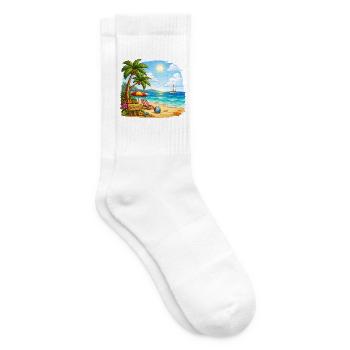 Willkommen am Tropenstrand - Tennissocken - Weiß - Rechts