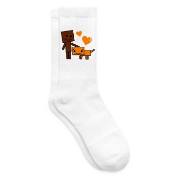 Heart Friend Cartoon Dog and Buddy - Tennis socks - white - Right