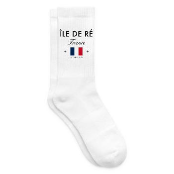 Ile de Re Frankreich Koordinaten Reise Souvenir - Tennissocken - Weiß - Rechts
