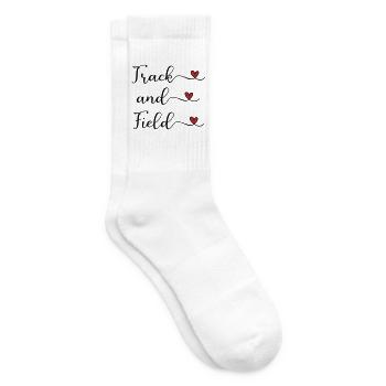 Track and Field handwritten Logo with Hearts - Tennis socks - white - Right