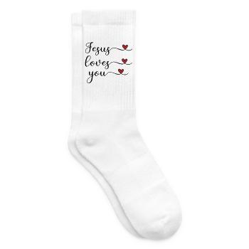 Jesus liebt dich süß Typografie mit Herz - Tennissocken - Weiß - Rechts