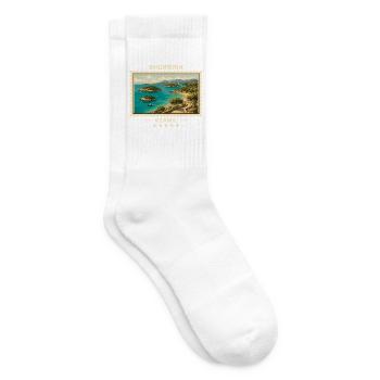Albanien Ksamil Vintage Reisemarke - Tennissocken - Weiß - Rechts