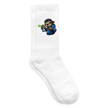 Cool sloth spraying graffiti - Tennis socks - white - Right