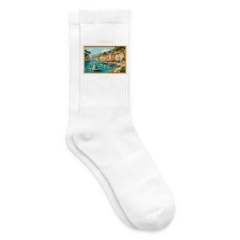 Frankreich Cassis Vintage Reisemarke - Tennissocken - Weiß - Rechts