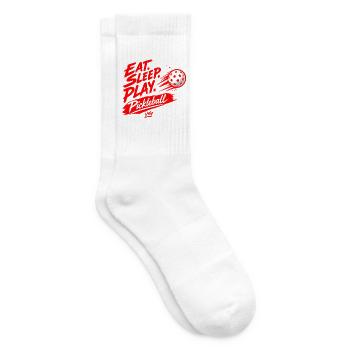 Eat Sleep Play Pickleball Red Speed Ball Design - Tennissocken - Weiß - Rechts