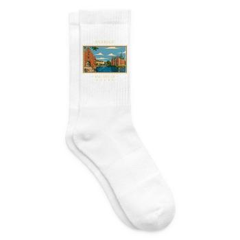 Schweden Halmstad Vintage Reisemarke - Tennissocken - Weiß - Rechts