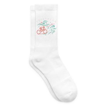 Triathlon | Swim Bike Run | Sportlerin Geschenk - Tennissocken - Weiß - Rechts