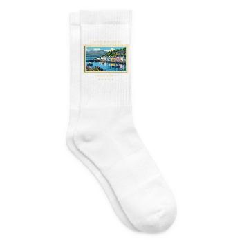 Großbritannien Portree Vintage Reisemarke - Tennissocken - Weiß - Rechts