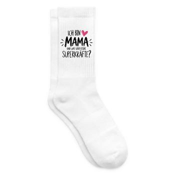 Ich bin Mama und was sind deine Superkräfte? - Tennissocken - Weiß - Rechts