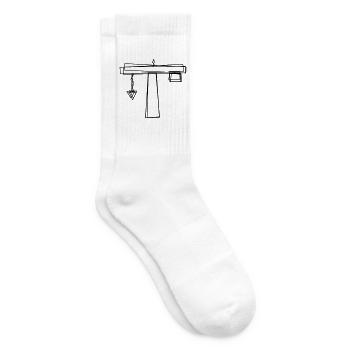Baukran handgezeichnet - Tennissocken - Weiß - Rechts