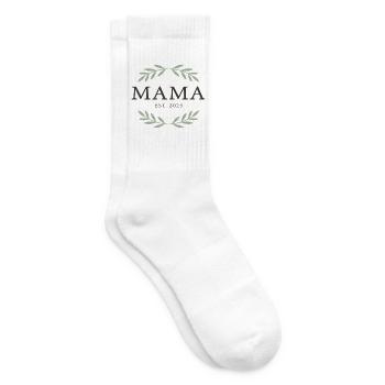 Mama Est. 2023 Laurels - Tennissocken - Weiß - Rechts