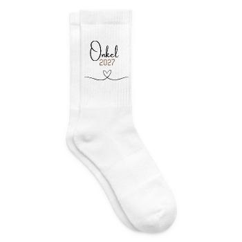 Onkel 2027 – Babyankündigung für den Onkel to be - Tennissocken - Weiß - Rechts