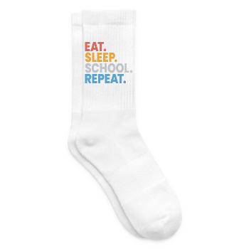 Essen, schlafen, Schule wiederholen, Schüler, lustiges Geschenk - Tennissocken - Weiß - Rechts