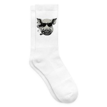 Rauchendes Schwein mit Sonnenbrille - Tennissocken - Weiß - Rechts