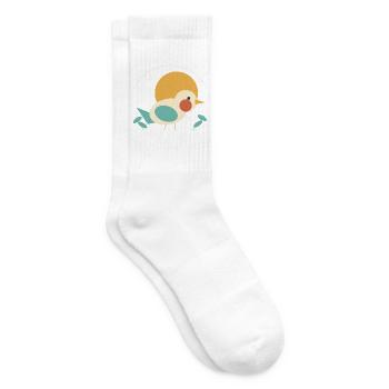 Vogel vor Retro-Sonne - Tennissocken - Weiß - Rechts