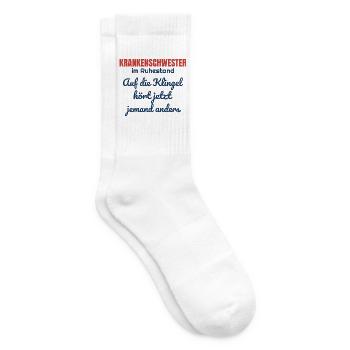 Krankenschwester im Ruhestand – Patientenklingel - Tennissocken - Weiß - Rechts