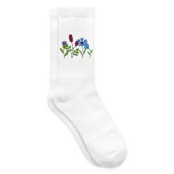 Blumen floral Naturmotiv Illustration Pflanzen - Tennissocken - Weiß - Rechts