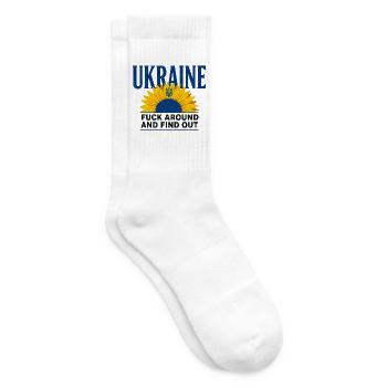 Ukraine FAFO Sonnenblume – Kühne Aussage - Tennissocken - Weiß - Rechts