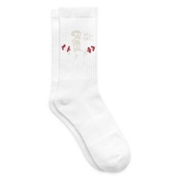 Well Shit Skeleton Lost Gym Dumbbells Halloween - Tennissocken - Weiß - Rechts