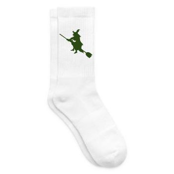 Hexe auf Besen Silhouette - Tennissocken - Weiß - Rechts