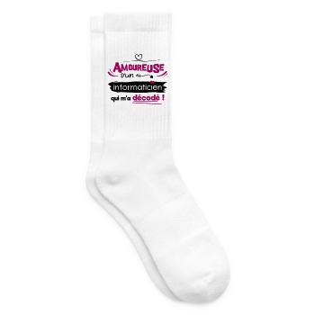 Amoureuse d'un informaticien ! humour geek - Chaussettes de tennis - blanc - Droite