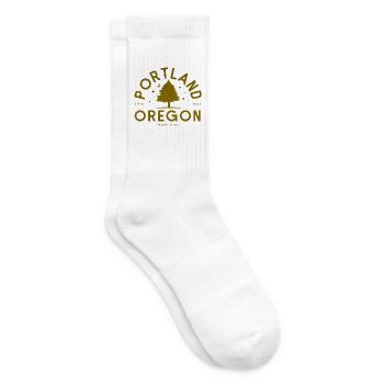 Portland Oregon Vintage Tree Logo - Tennis socks - white - Right