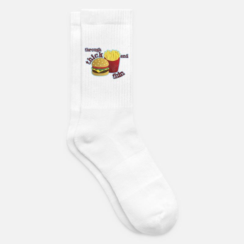 Burger mit Pommes - Tennissocken - Weiß