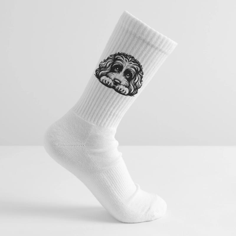 Cavapoo Head with Paws Tennis socks