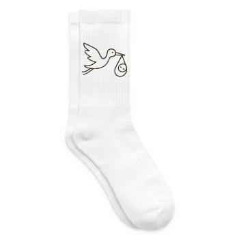 Stork with Baby Child - Minimal Baby Arrival - Tennis socks - white - Right
