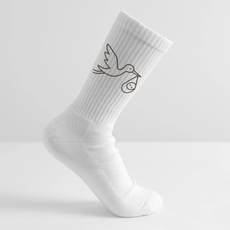 Cigogne avec bébé enfant - Arrivée minimale de bébé Chaussettes de tennis