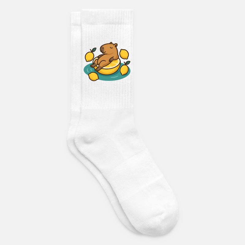 Chillendes Capybara auf Zitrone Cartoon - Tennissocken - Weiß