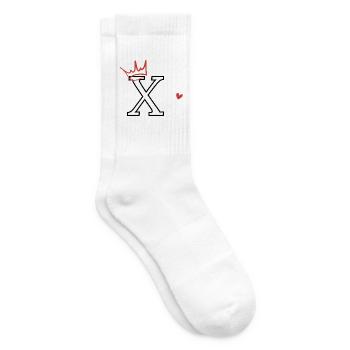 Lettre x couronne cœur - Chaussettes de tennis - blanc - Droite
