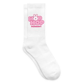Hop Hop Hourra | Motif de la jolie phrase de lapin - Chaussettes de tennis - blanc - Droite