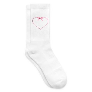 Herz Schleife Personalisierbar - Tennissocken - Weiß - Rechts