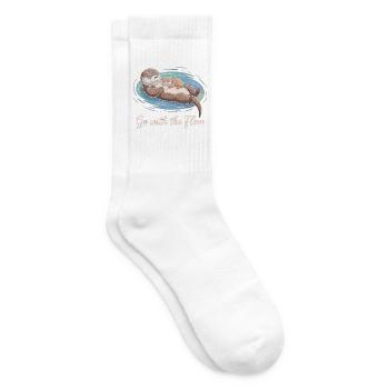 Otter Duo : Laisse Aller avec le Courant - Chaussettes de tennis - blanc - Droite