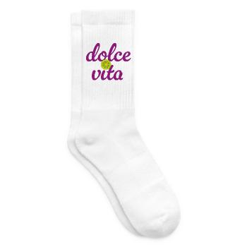 Dolce Vita Limette Quote Italien Lebensfreude Fun - Tennissocken - Weiß - Rechts