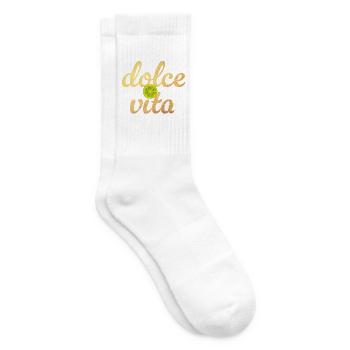 Dolce Vita Limette Gold Zitrone Italien Deko Quote - Tennissocken - Weiß - Rechts