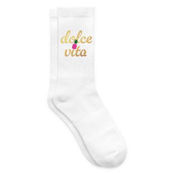 Dolce Vita Quote Ananas Party Gold Lebensfreude - Tennissocken - Weiß - Rechts