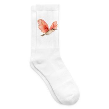 Vogel mit Flügeln aus Hibiskusblüten - Tennissocken - Weiß - Rechts