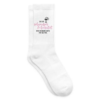 schwanger und heiratet Braut Babybauch JGA Gruppe2 - Tennissocken - Weiß - Rechts