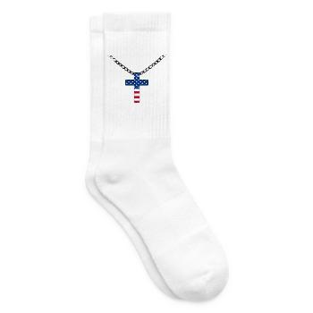 USA Flagge mit Kreuz used - Tennissocken - Weiß - Rechts