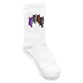 Katzenliebe, künstlerisches Katzenporträt - Tennissocken - Weiß - Rechts