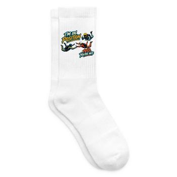Lustige Formation beim Fallschirmspringen – ich bin in Position, kein Yo - Tennissocken - Weiß - Rechts