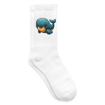 Kuscheliger Wal mit gelbem Bauch - Tennissocken - Weiß - Rechts
