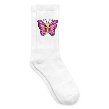 Schmetterling Kawaii Style – Süßes Naturmotiv - Tennissocken - Weiß - Rechts